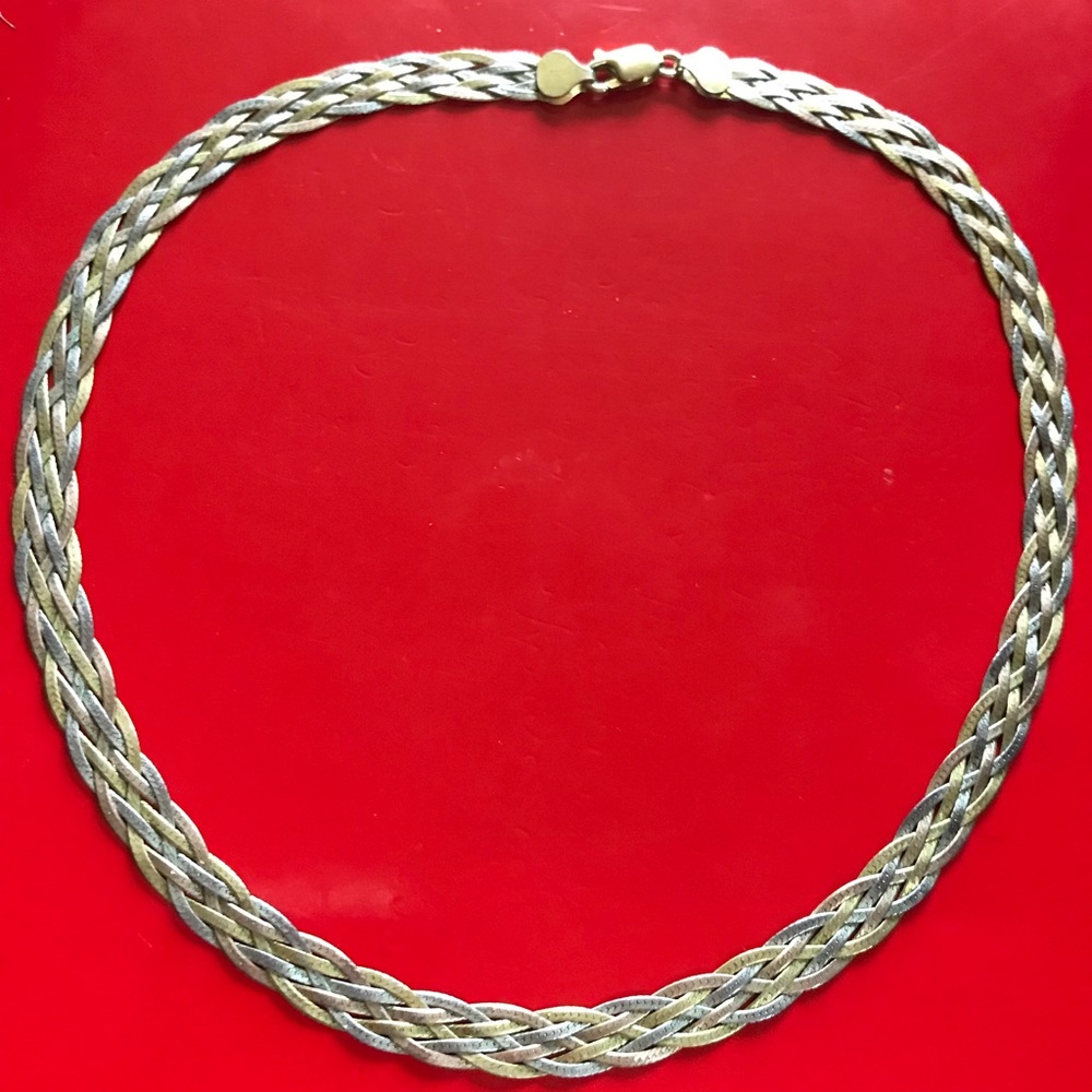 Sterling Silver 925 Three Color Beautiful Necklace